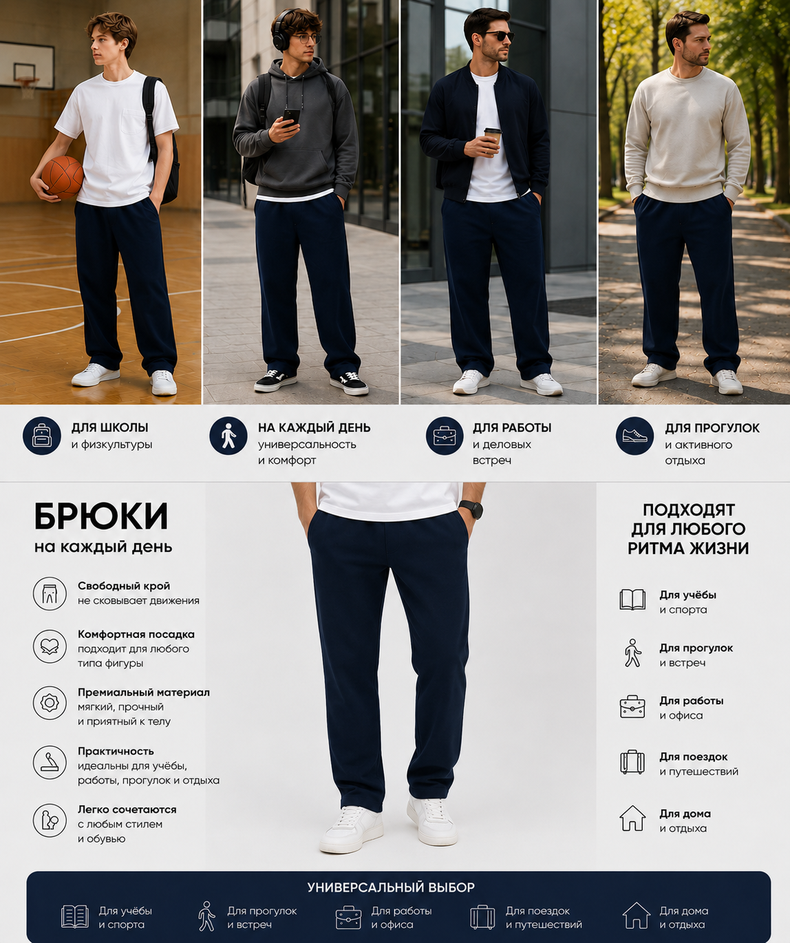 картинка Брюки мужские КБ100 Темно-Синий от магазина Спортсоло